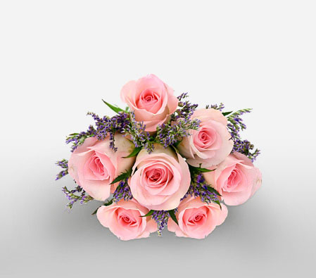Pink Lagoon - 7 Pink Roses-Pink,Rose,Bouquet