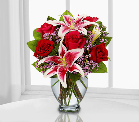 Klassicheskiy Duet-Pink,Red,Lily,Rose,Arrangement