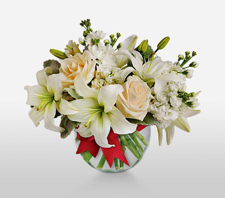 Forever Yours-White,Lily,Rose,Arrangement