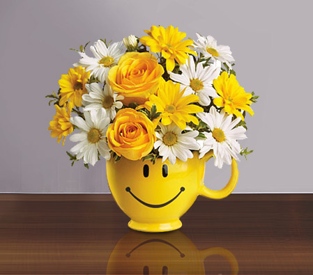 Cheers-White,Yellow,Daisy,Gerbera,Rose,Arrangement