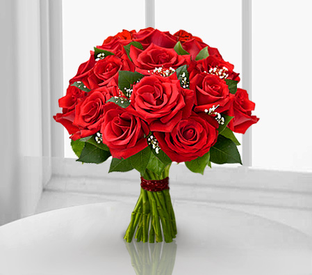 One Dozen Red Roses-Red,Rose,Bouquet
