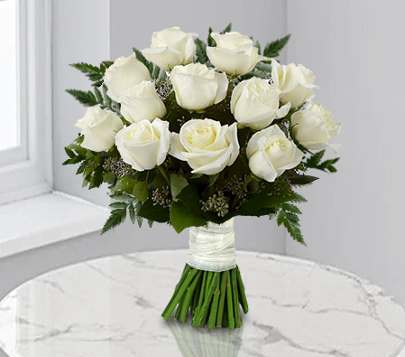Eternal Beauty-White,Rose,Bouquet
