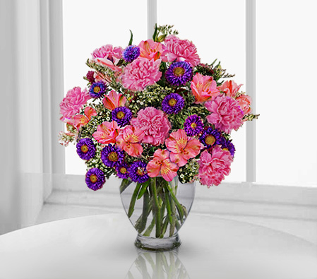 Purple Passion - Mixed Arrangement-Pink,Purple,Carnation,Alstroemeria,Arrangement