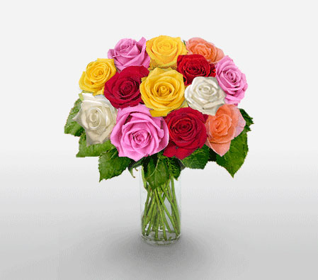 Royal Penthouse-Mixed,Pink,Red,White,Yellow,Rose,Bouquet