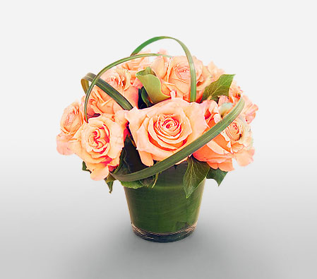 Glowing Peaches-Peach,Rose,Arrangement