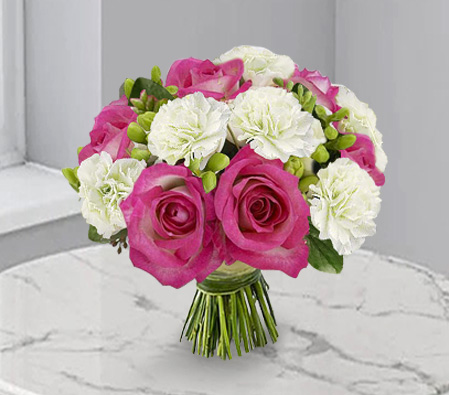 Simply Love-Pink,White,Carnation,Rose,Bouquet